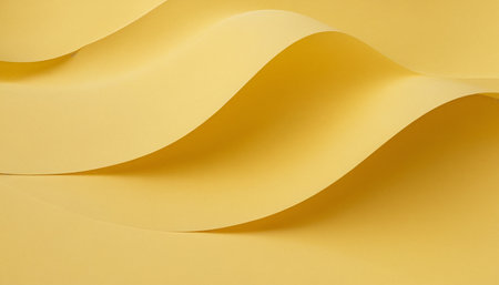 Abstract background of yellow paper curved in the form of a wave.の素材