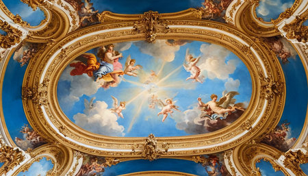 The ceiling frescoes in the Basilica of St. Nicholas.の素材