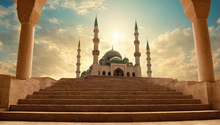 Mosque in Sultanahmet district of Istanbul, Turkey at sunsetの素材