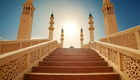 minaret and religion in clear sky in oman muscat the old mosqueの素材