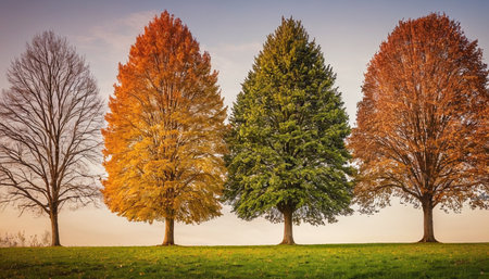 Autumn trees in the park. Colorful trees in autumn.の素材