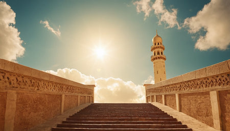 Minaret of the Hassan II Mosque in Casablanca, Moroccoの素材