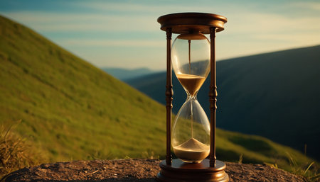 Hourglass on the top of the mountain. The concept of time.の素材