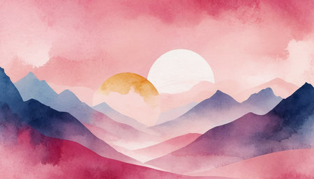 Interior of a modern bedroom with pink walls and wooden floor, 3d renderの素材