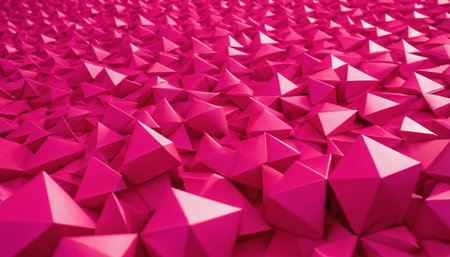 Abstract background of pink triangles. 3d rendering, 3d illustration.の素材
