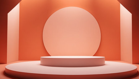 Abstract minimal scene with geometric forms, podium for your design. 3d renderの素材