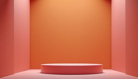 Abstract minimal scene with red podium for mock up presentation. 3d renderの素材