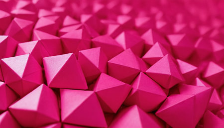 Abstract background of pink origami cubes. 3d rendering, 3d illustration.の素材