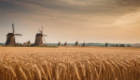 Windmills in Kinderdijk, Netherlands. Rural landscape.の素材