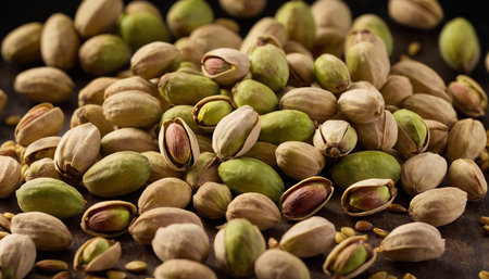 Pistachio nuts on a dark background. Healthy food.の素材