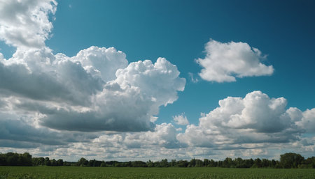 Clouds in the blue sky over the field. Nature composition.の素材