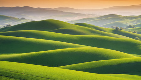 Beautiful landscape of rolling hills in Tuscany, Italy.の素材