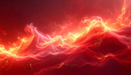 Abstract red lightning on a dark background. Fantasy fractal texture. Digital art. 3D rendering.の素材
