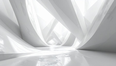 Abstract architecture background, empty white interior. 3d render illustration.の素材