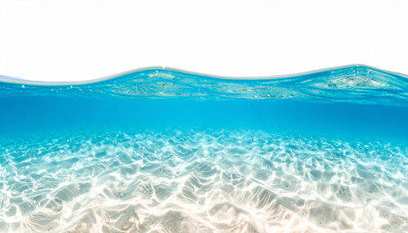 Underwater background with white sand and water ripples on the surfaceの素材