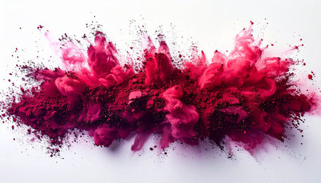 Pink and red paint splashes on white background. Abstract background.の素材