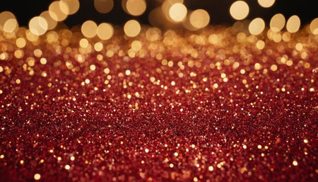 Red glitter abstract background with bokeh defocused lights and starsの素材