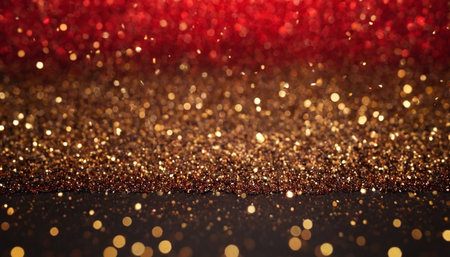glitter vintage lights background. gold, red and black. de-focusedの素材
