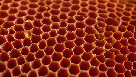Close up of honeycomb texture. Macro shot of honeycomb background.の素材