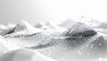 Abstract polygonal space low poly dark background with connecting dots and linesの素材