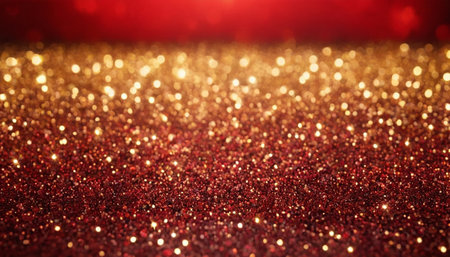 Red glitter vintage lights background. Red and gold bokeh.の素材