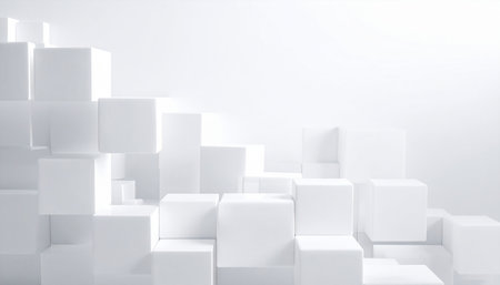 Abstract White Cubes Background, 3d Render Illustration Design.の素材