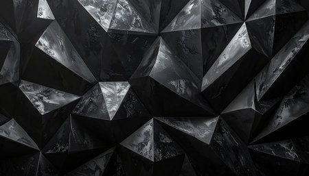 Abstract background of black polygonal geometric shapes. 3d renderingの素材