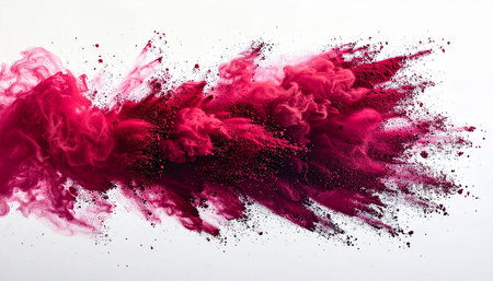 Pink and red ink in water on a white background. Abstract backgroundの素材