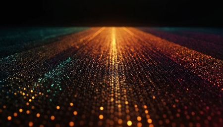 3d render of abstract particles with depth of field and bokehの素材