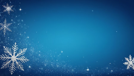 Christmas background with snowflakes and stars on blue background. Vector illustration.の素材