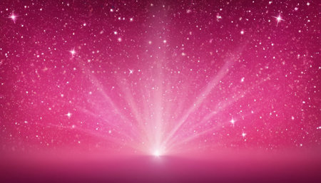 Pink background with glittering stars and bokeh effect. 3d renderingの素材