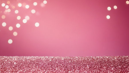 Pink glitter background with bokeh defocused lights and copy spaceの素材