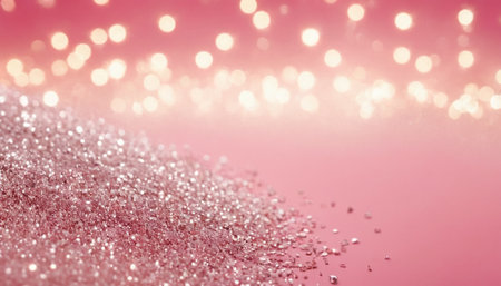 Pink glitter abstract background with bokeh defocused lights and starsの素材