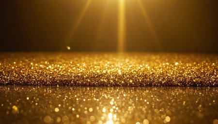 golden glitter vintage lights background. gold and black. de focusedの素材