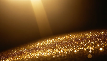 glitter vintage lights background. gold and black. de-focusedの素材