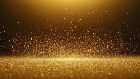 Gold glitter texture abstract background. Gold sparkles and bokeh.の素材
