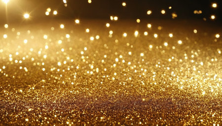 golden glitter vintage lights background. gold and black. de focusedの素材