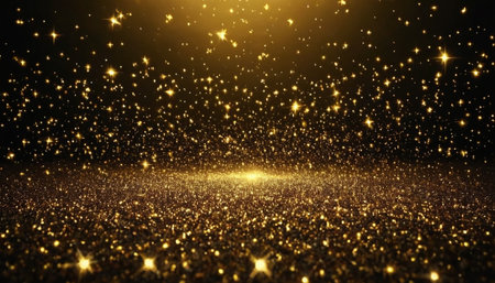 glitter vintage lights background. gold and black. de-focusedの素材