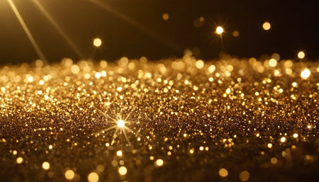 golden glitter vintage lights background. gold and black. de focusedの素材