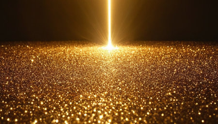 golden glitter vintage lights background. gold and black. de focusedの素材