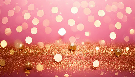 glitter vintage lights background. gold and pink. de-focusedの素材