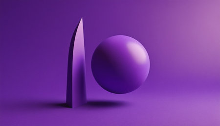 3d rendering of a purple ball in front of a purple backgroundの素材