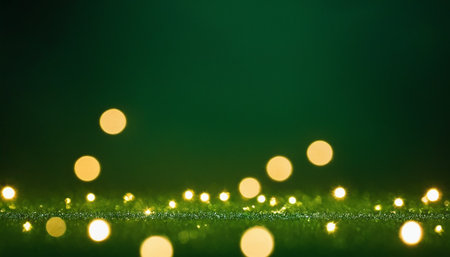 abstract green background with bokeh defocused lights and starsの素材