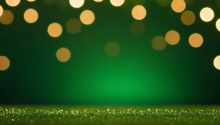 green glitter christmas abstract background with bokeh defocused lightsの素材