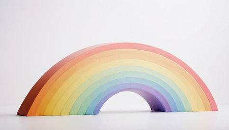 Rainbow made of paper on a white background. Studio shot.の素材