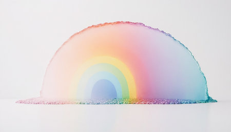 Rainbow on a white background. 3d rendering. Computer digital drawing.の素材