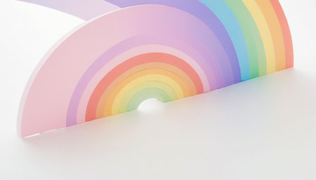 Colorful rainbow in white background, 3d rendering. Computer digital drawing.の素材