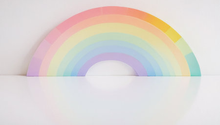 Rainbow on white background. Colorful rainbow on white background.の素材