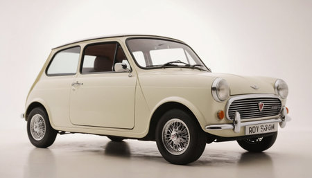 Old car on a white background, studio shot, side view.の素材