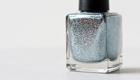close up of nail polish bottle on white background with copy space.の素材